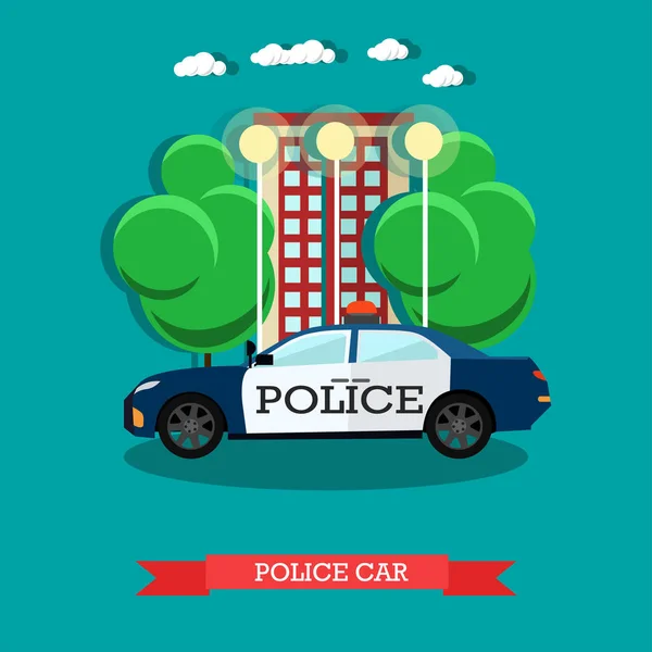 Illustration vectorielle de la voiture de police à plat — Image vectorielle