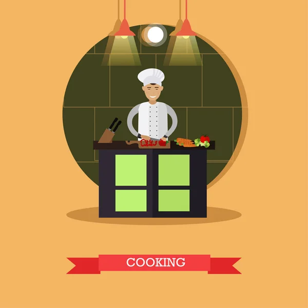 Ilustración vectorial de cocina en estilo plano — Vector de stock