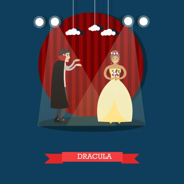 Película de Drácula o representación teatral ilustración vectorial en estilo plano — Archivo Imágenes Vectoriales