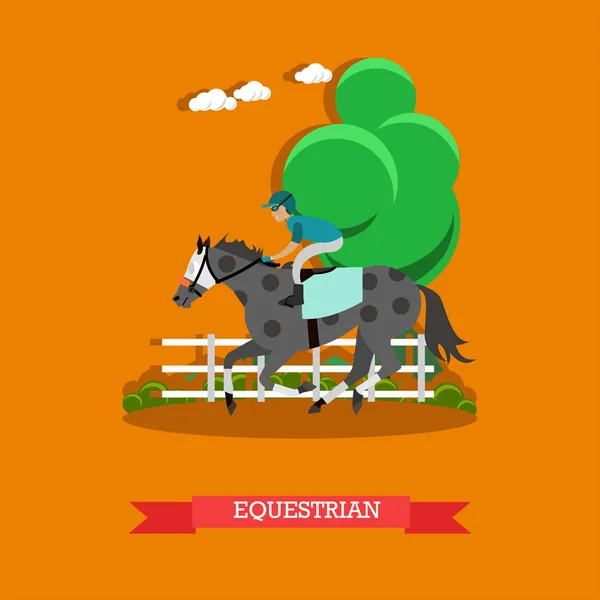 Equestrian sport vector illustration in flat style — Stock Vector