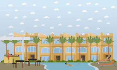 Mısır konsept vektör düz stil tasarlamak otel