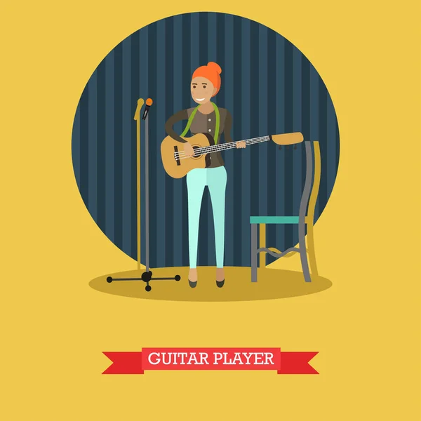 Vectorillustratie van gitarist in vlakke stijl — Stockvector