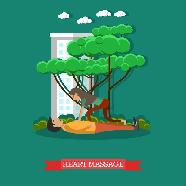 Illustration vectorielle de massage cardiaque en style plat — Image vectorielle