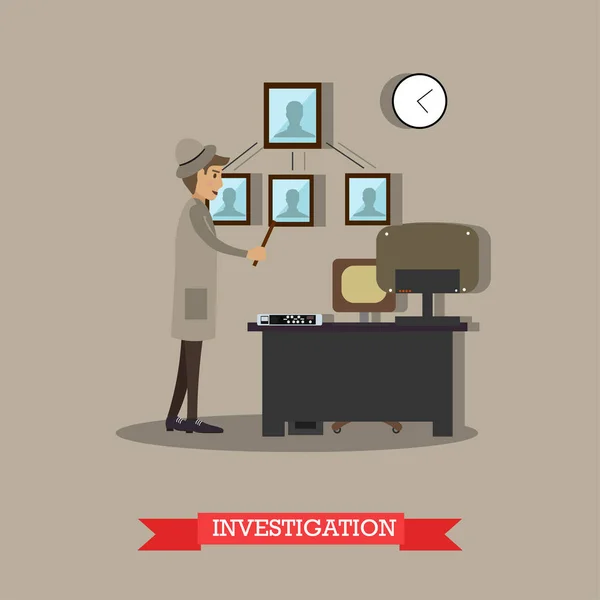Illustration vectorielle d'investigation en stile plat — Image vectorielle