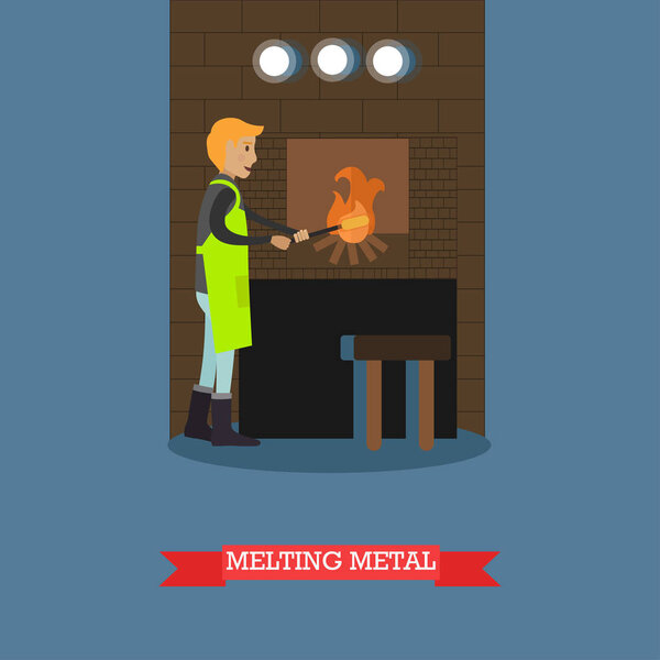 Melting metal vector illustration in flat style