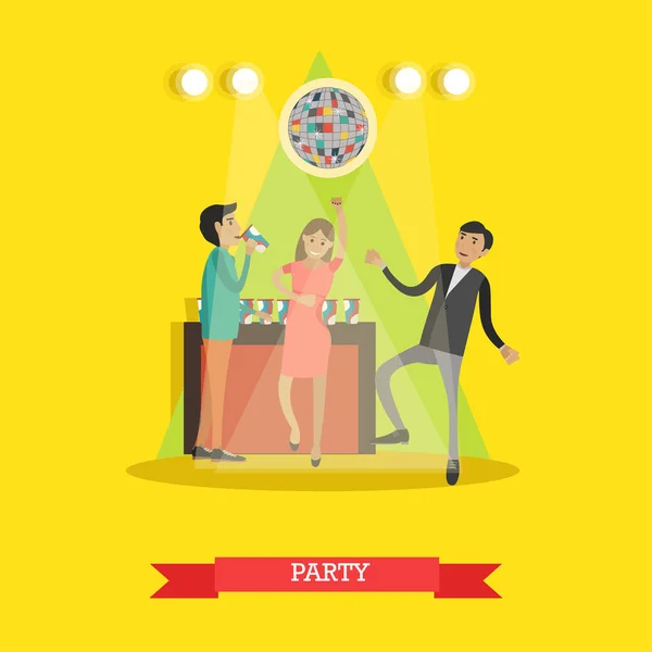 Disco Party Vektor Illustration im flachen Stil — Stockvektor