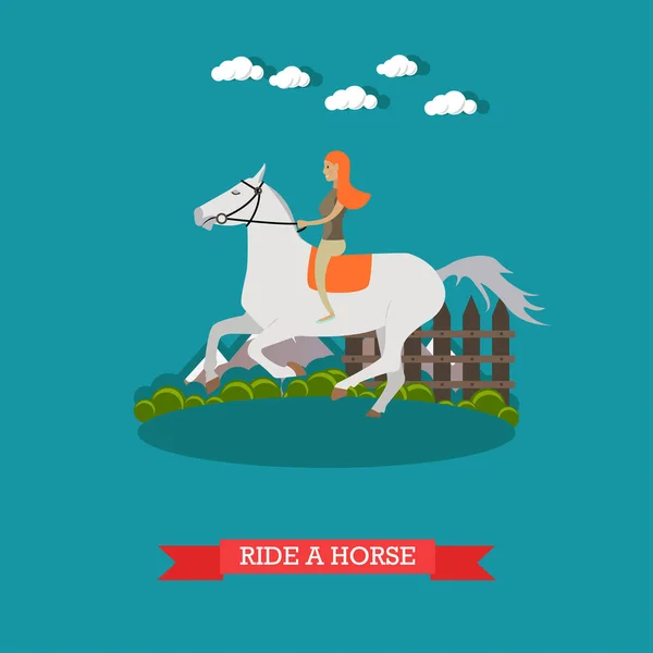 Ride a horse vector illustration in flat style. — Stock Vector