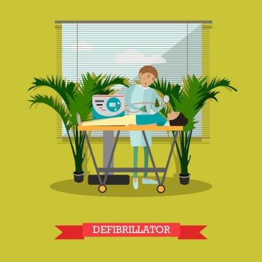 Defibrillator vector illustration in flat style clipart
