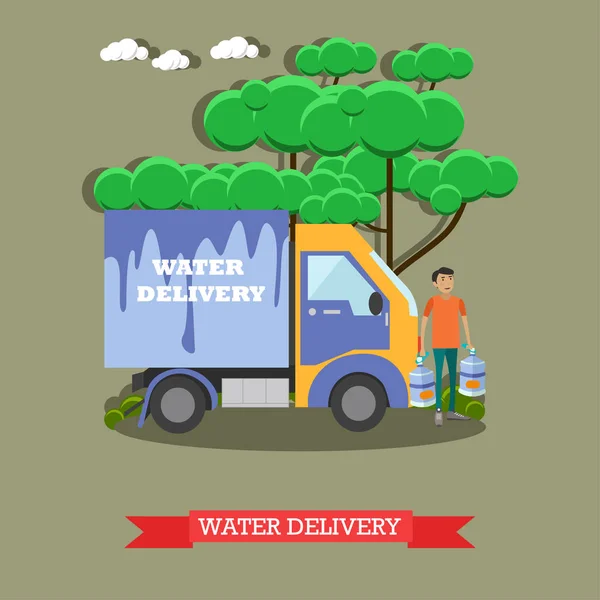 Ilustracja wektorowa dostawy wody w płaski — Wektor stockowy