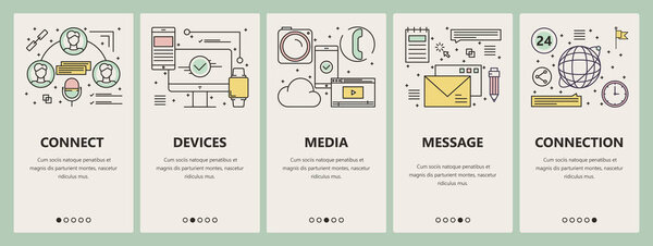 Концепция вертикальных баннеров векторной тонкой линии
