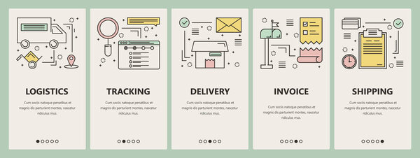 Vector thin line flat design e-commerce concept vertical banners