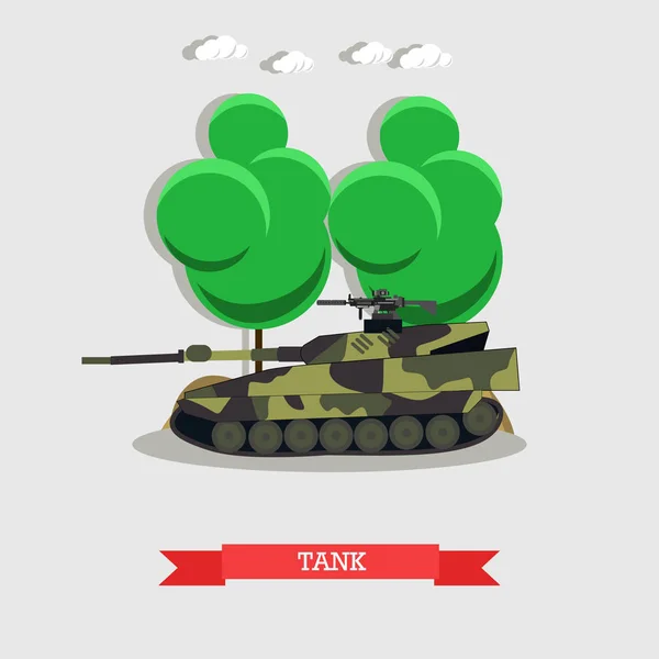 Ilustração vetorial de tanque blindado, transporte militar em estilo plano —  Vetores de Stock