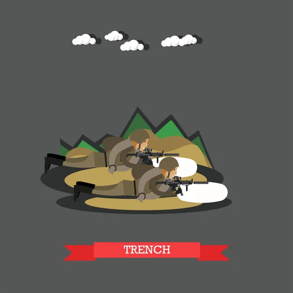 Trench conceito vetor ilustração em estilo plano — Vetor de Stock