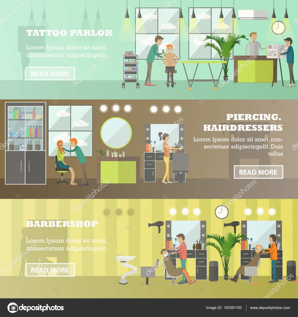 Scissor Tattoo Vector Set Of Hair Salon Barbershop Tattoo