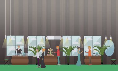 Mücevher dükkanı kavramı vektör çizim düz tarzı