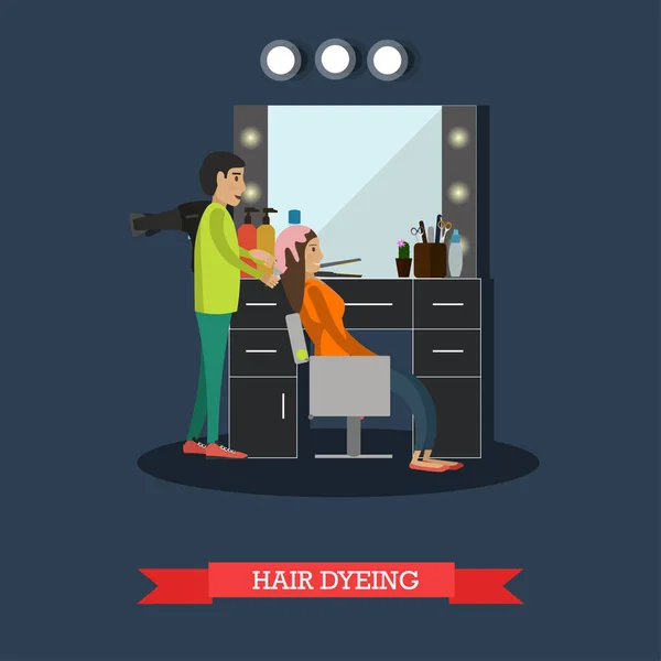 Hair dyeing concept vector illustration in flat style — Stock Vector