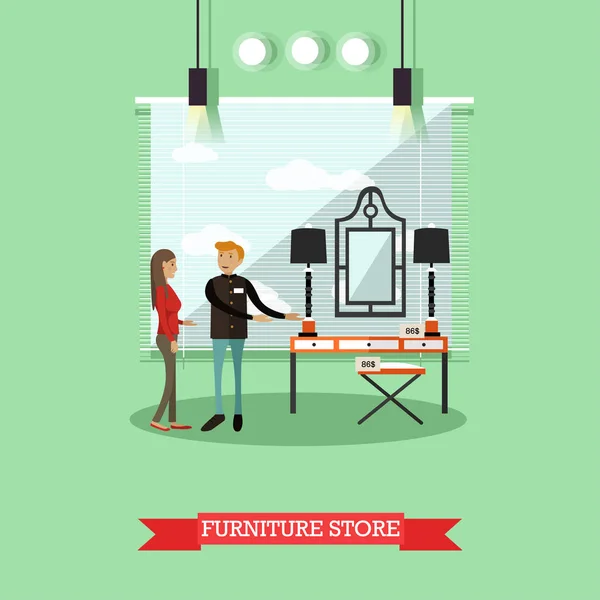 Ilustracja wektorowa koncepcja sklepu meble w płaski. — Wektor stockowy