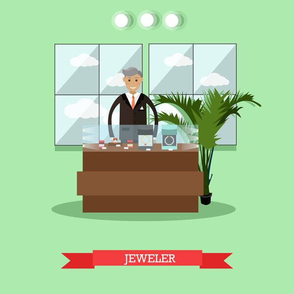 Jeweler concept vector illustration in flat style