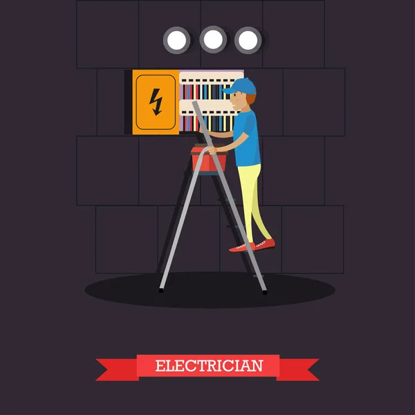 Professionele elektricien concept vectorillustratie in vlakke stijl — Stockvector