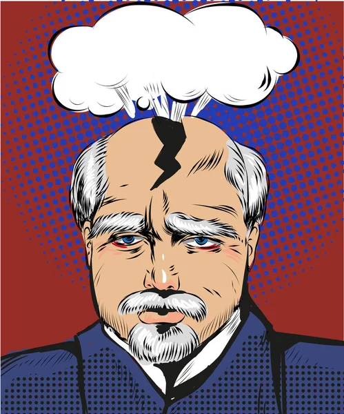 Illustration vectorielle pop art de l'homme ayant un mal de tête fractionné — Image vectorielle
