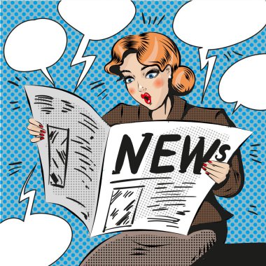 Vektör pop sanat çizim şok kadın