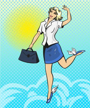 Mutlu işkadını vektör pop sanat çizim