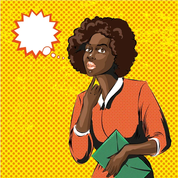 非洲女人卷发矢量波普艺术插画 — 图库矢量图片