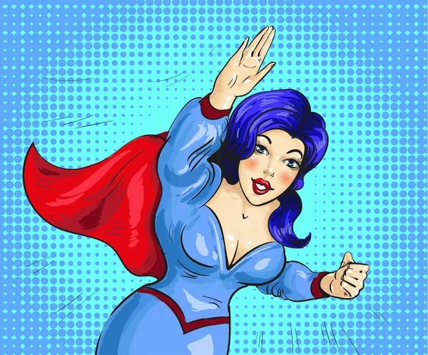 矢量波普艺术插画的女超人 — 图库矢量图片