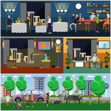 Kötü alışkanlıkları düz stil resimde vektör