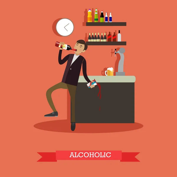 Alcoholic vector illustration in flat style — Stock Vector