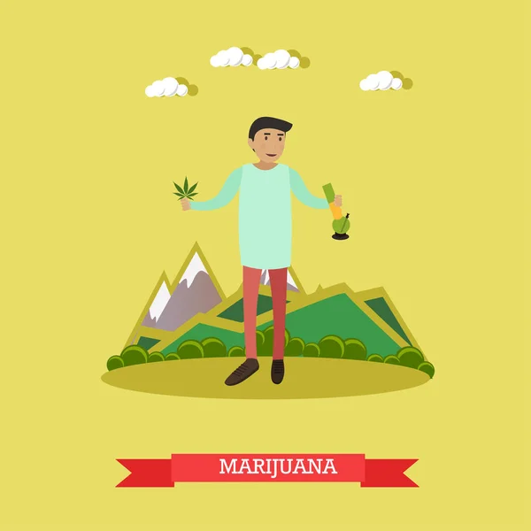 Ilustración vectorial de marihuana en estilo plano — Archivo Imágenes Vectoriales