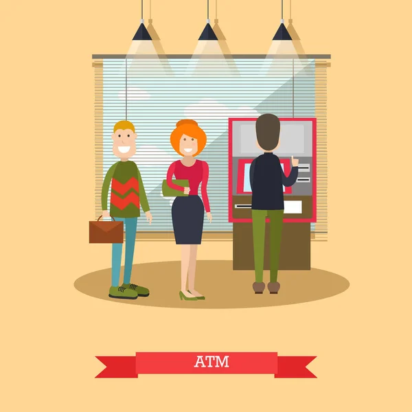 ATM-concept vectorillustratie in vlakke stijl — Stockvector