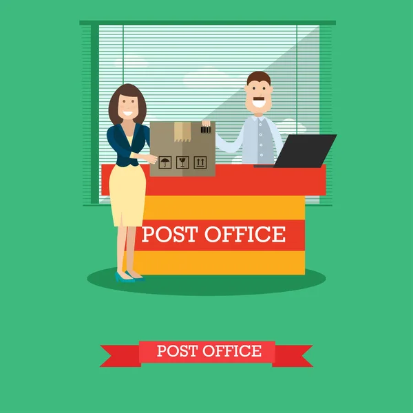 Ilustracja wektorowa koncepcja post office w płaski. — Wektor stockowy