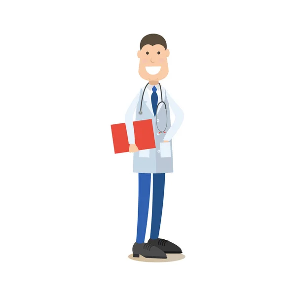 Medical doctor male vector illustration in flat style — Stock Vector