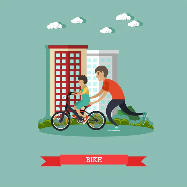 Bicicleta conceito vetor ilustração em estilo plano — Vetor de Stock