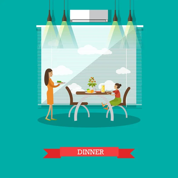 Ilustracja wektorowa koncepcja kolację w stylu płaski — Wektor stockowy