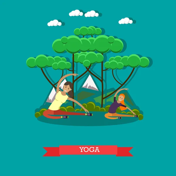 Yoga voor zwangere vrouwen concept vectorillustratie in vlakke stijl — Stockvector