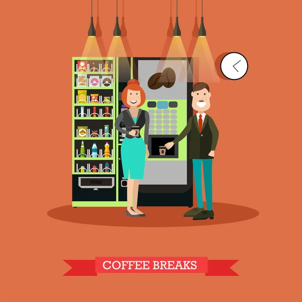Coffee break vector illustration in flat style — Stock Vector