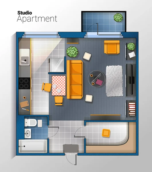 矢量现代公寓顶视图图 — 图库矢量图片