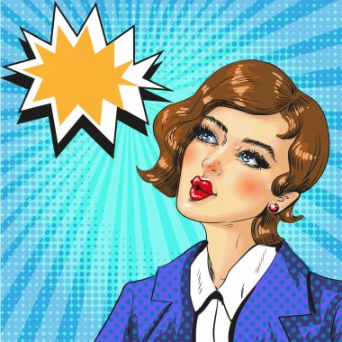 Vektör pop sanat çizim hayal kadın