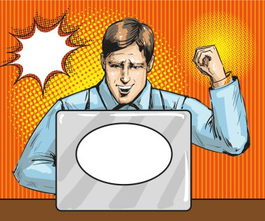 Adam yumruk pompa hareketi ile vektör pop sanat çizim