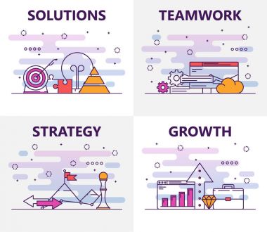 Vektör çağdaş ince çizgi düz tasarım iş kavramı afiş