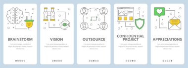 Vektör ince çizgi düz tasarım proje yönetimi kavramı dikey afiş