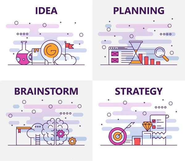 Vektör çağdaş ince çizgi düz tasarım başlangıç konsept afiş