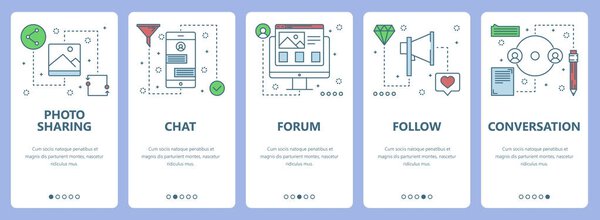 Концепция вертикальных баннеров векторной тонкой линии плоской конструкции
