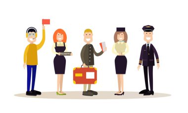 Airport people vector illustration in flat style clipart