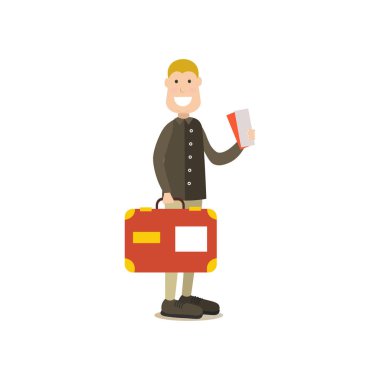 Havaalanı vektör çizim düz stilde, yolcu