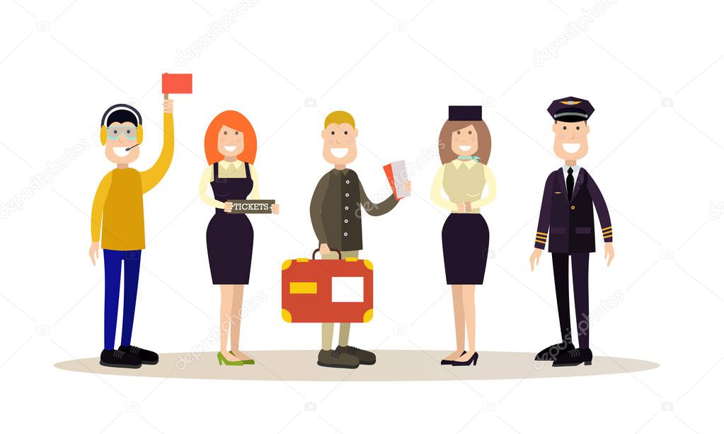 Airport people vector illustration in flat style