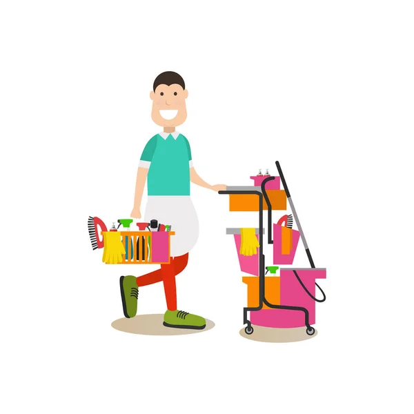 Nettoyage des personnes illustration vectorielle dans le style plat — Image vectorielle