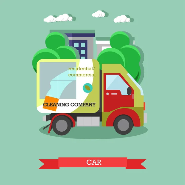 Καθαρισμός service αυτοκινήτου επίπεδη διανυσματικά εικονογράφηση — Διανυσματικό Αρχείο